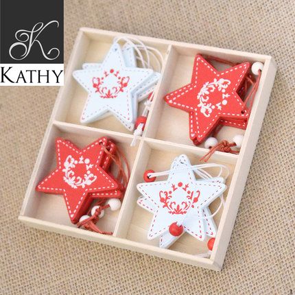 XMAS Hộp trang trí ngôi sao trắng đỏ 6045