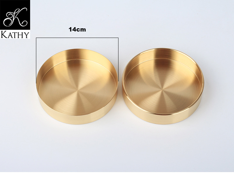 GOLDEN TRAY Khay kim loại màu vàng đồng 14cm 6076