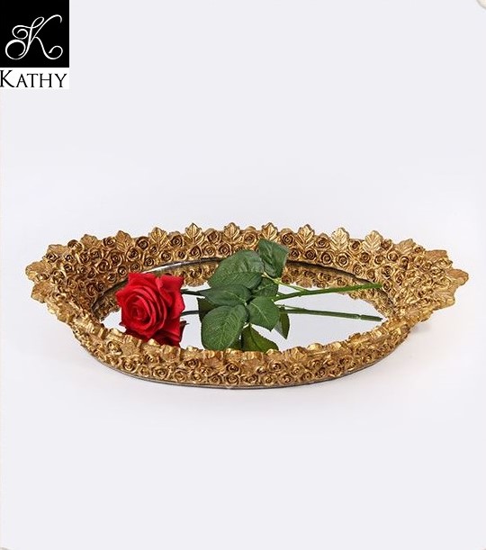 GOLD ROSE Khay gương oval 6085