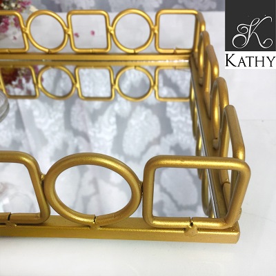 GOLDEN TRAY Khay gương chữ nhật họa tiết 6087