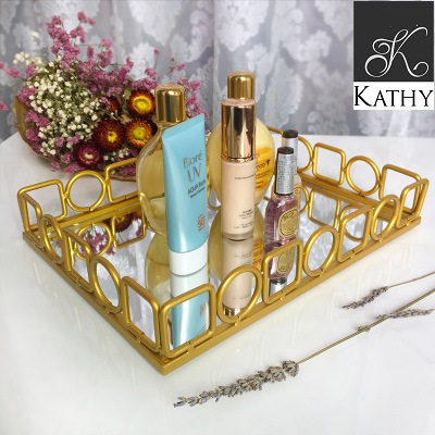 GOLDEN TRAY Khay gương chữ nhật họa tiết 6087