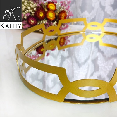 GOLDEN TRAY Khay gương oval 6089