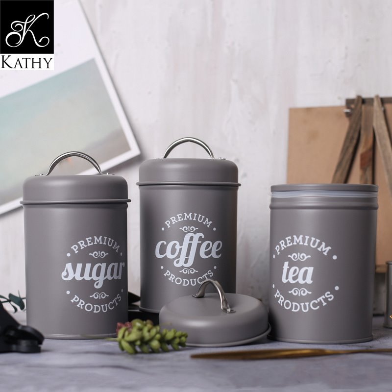 GLAM KITCHEN Set 3 hộp đựng màu ghi 6341