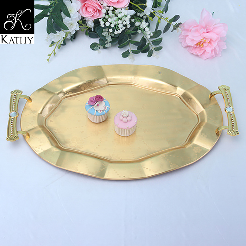 GOLDEN TRAY Khay Chữ Nhật tay cầm vàng cỡ trung 6388M