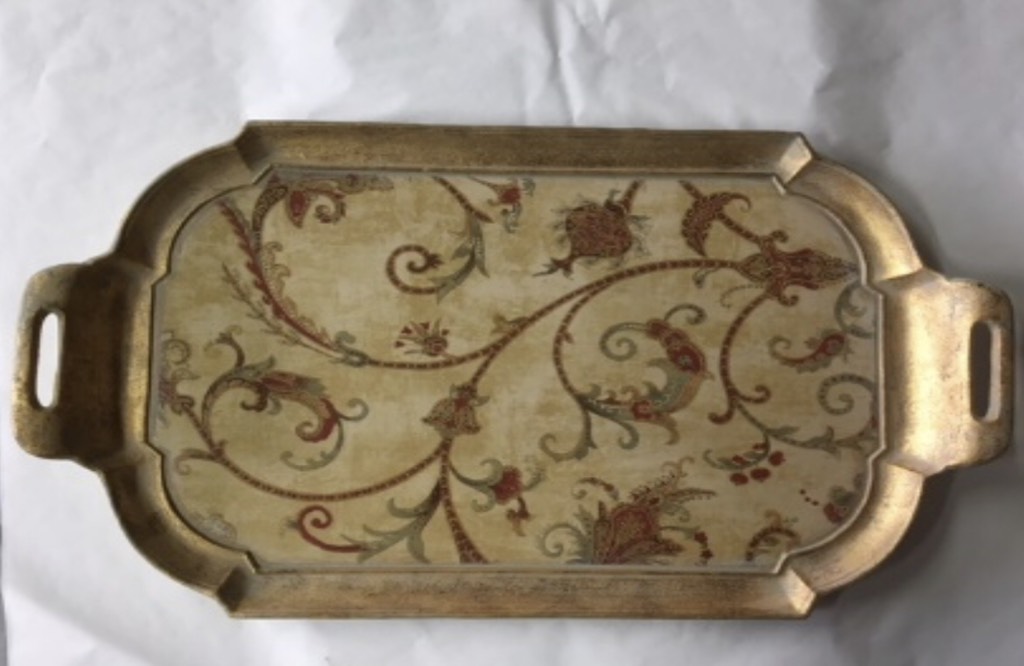 SEZZATINI Khay gỗ mạ vàng tay cầm Artemisia 46x33cm 2770T