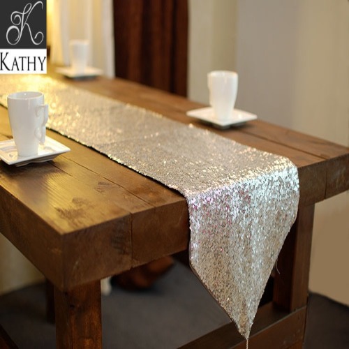 SEQUIN Table runner kim sa bạc 30x200cm 7038S