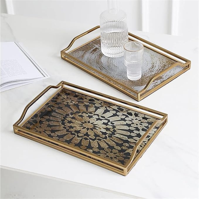 ATLANTIC Khay hình chữ nhật hoạ tiết cổ điển kích thước 38x25.5x3cm 6577