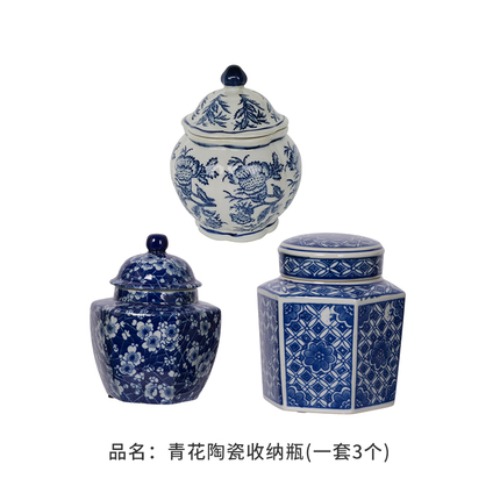 VINTAGE BLUE Bộ 3 bình đựng hoa xanh 5326