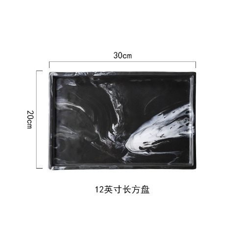 MARBLE Khay chữ nhật vân đá đen 30x20cm 5452