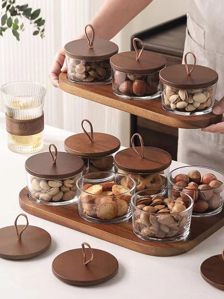 MINIMALISM Bộ 6 hũ hình tròn đựng bánh kẹo mứt hạt snack phòng khách 6758T
