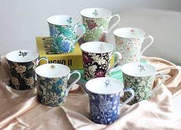 WILLIAM Cốc cao loe hoa xanh đậm gốm sứ cao cấp 5301XD