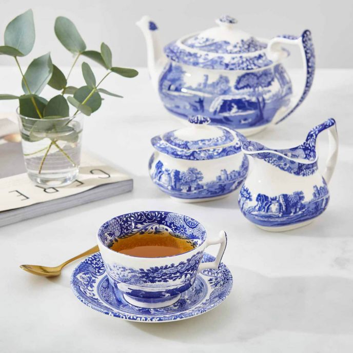 PM SPODE BLUE ITALIAN Set chén đĩa lót thương hiệu Portmeirion sản xuất tại Anh Quốc BLI1130