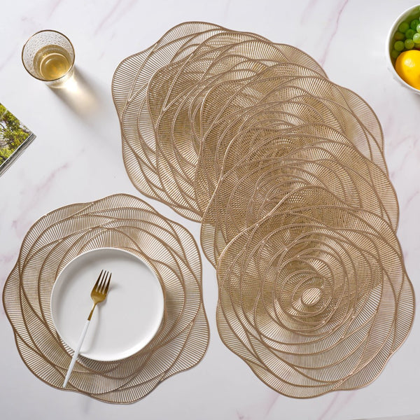 ROSE Tấm lót bàn ăn hình hoa hồng màu vàng 38cm x 36cm 7245V