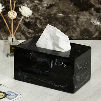 MARBLE Hộp giấy chữ nhật vân đá đen 6433
