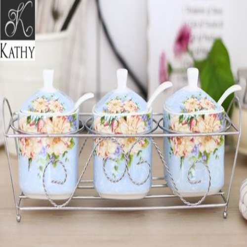 CERAFLORAL Hũ đựng đồ 3 món xanh 5004