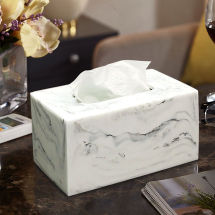 MARBLE Hộp đựng giấy vân đá trắng 6195