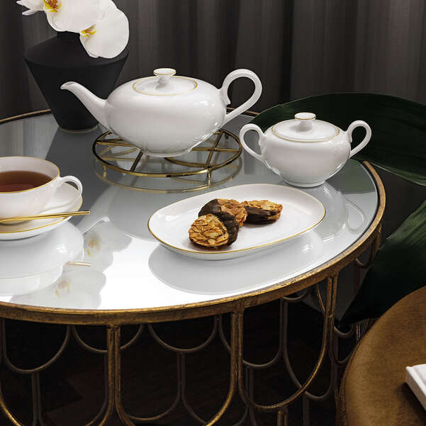 VB Anmut Gold Đĩa Oval màu trắng sứ xương cao cấp viền vàng Villeroy & Boch nhập khẩu từ Đức 20cm 1046533570