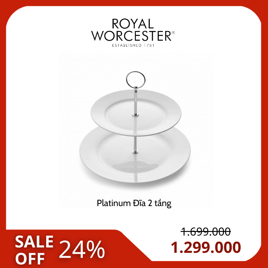 [SALE] PM ROYAL WORCESTER SERENDIPITY Platinum Đĩa 2 tầng  SDP5589-XB