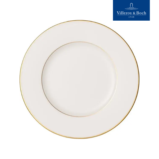 VB Anmut Gold Đĩa salad màu trắng sứ xương cao cấp viền vàng Villeroy & Boch nhập khẩu từ Đức 22.5cm 1046532650