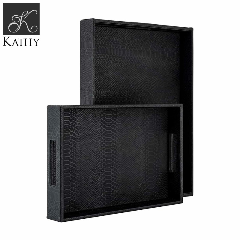 BLANE Bộ khay Tray black croco set of 2 1TR0005