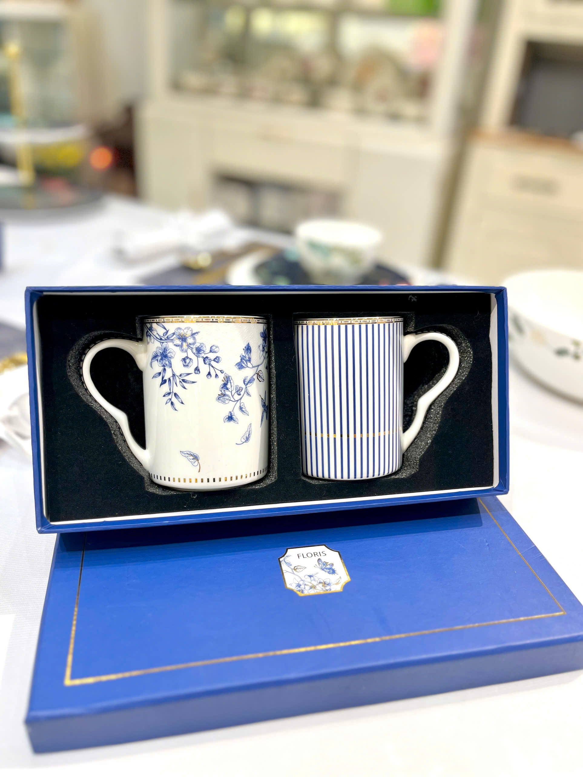 BLUE ROSE Bộ 2 cốc cao gốm sứ cao cấp 5874CC