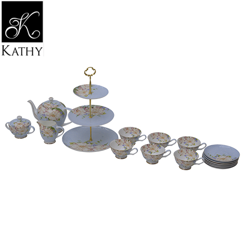 CERAFLORAL Set trà chiều hoa xanh 19 món 1610
