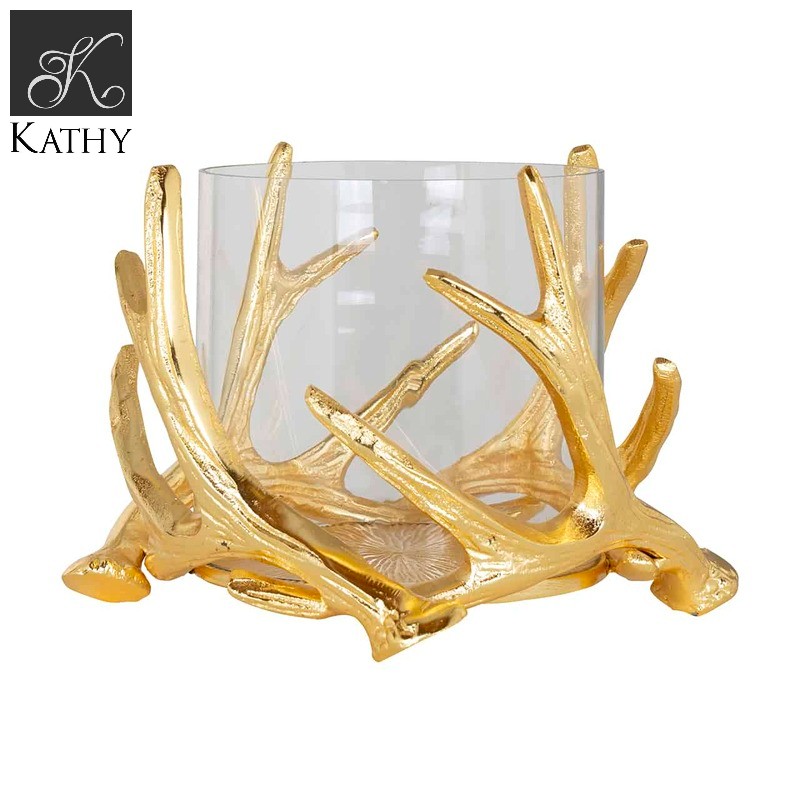 HARVEY Giá nến Hurricane gold with antler small 1WL0049