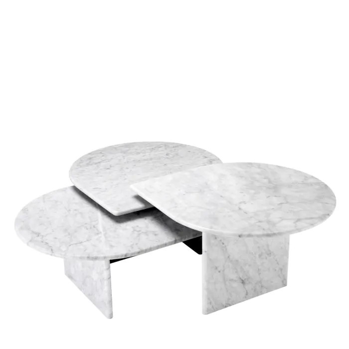 EICHHOLTZ Bàn cà phê Coffee Table Naples white carrera marble set of 3 113801