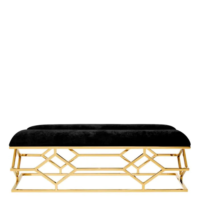 EICHHOLTZ Băng ghế Bench Trellis gold finish black velvet