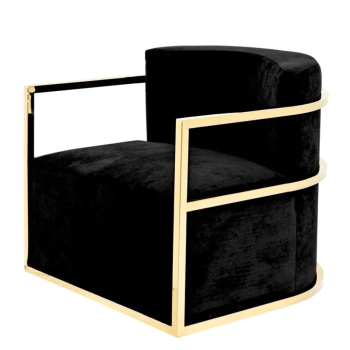 EICHHOLTZ Ghế Chair Emilio gold finish black velvet