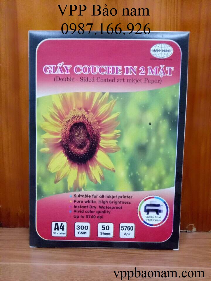 Giấy Couche 2 mặt bóng 200 Mạnh Hưng