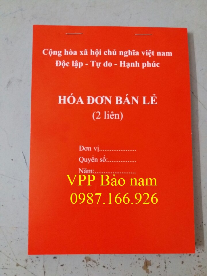 Hóa đơn bán lẻ 2 liên A4 cacbon