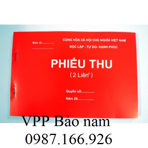 Phiếu thu 2 liên 100 tờ A5