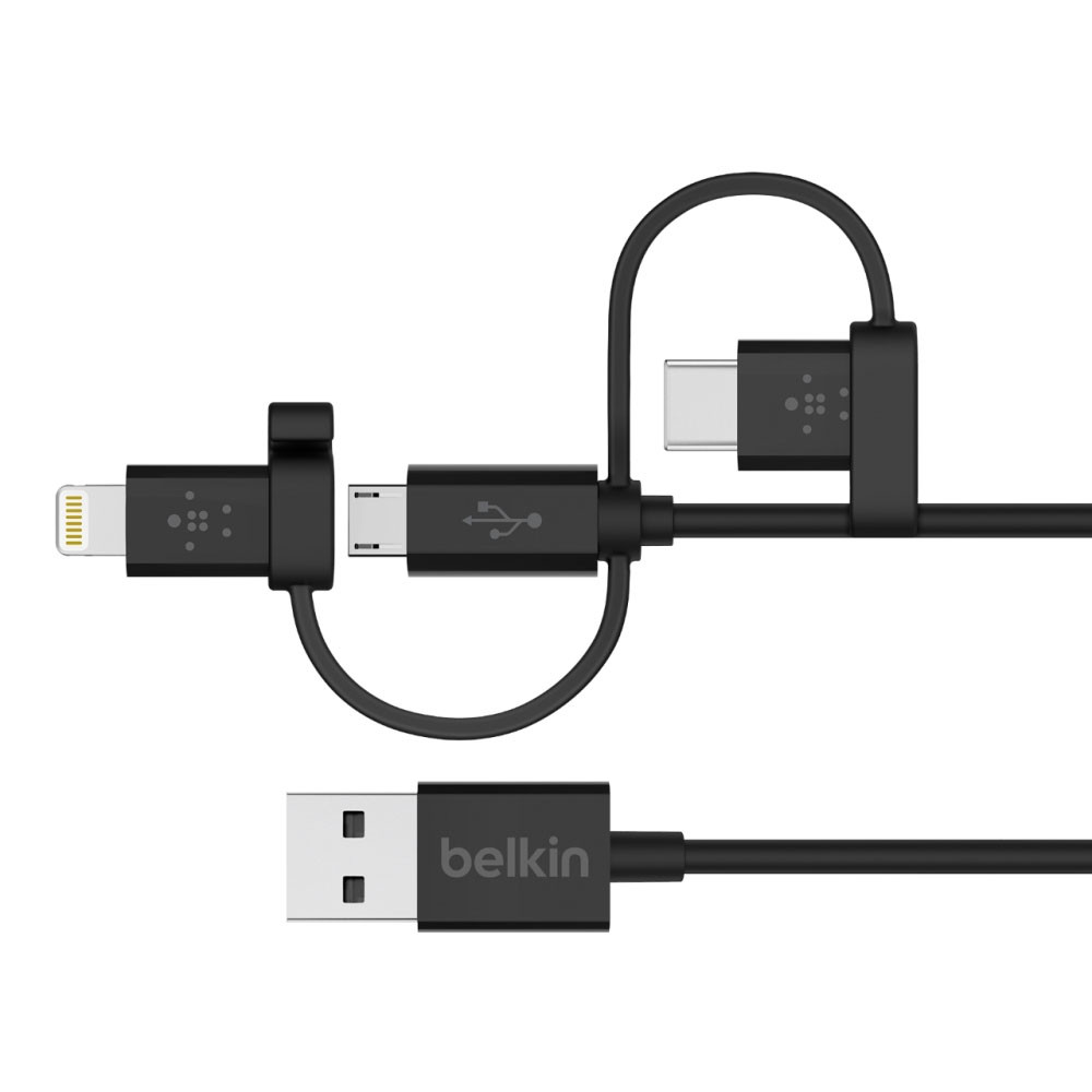 Cáp Sạc 3 Trong 1 Micro USB + Type C + Lightning Belkin F8J050bt04-BLK