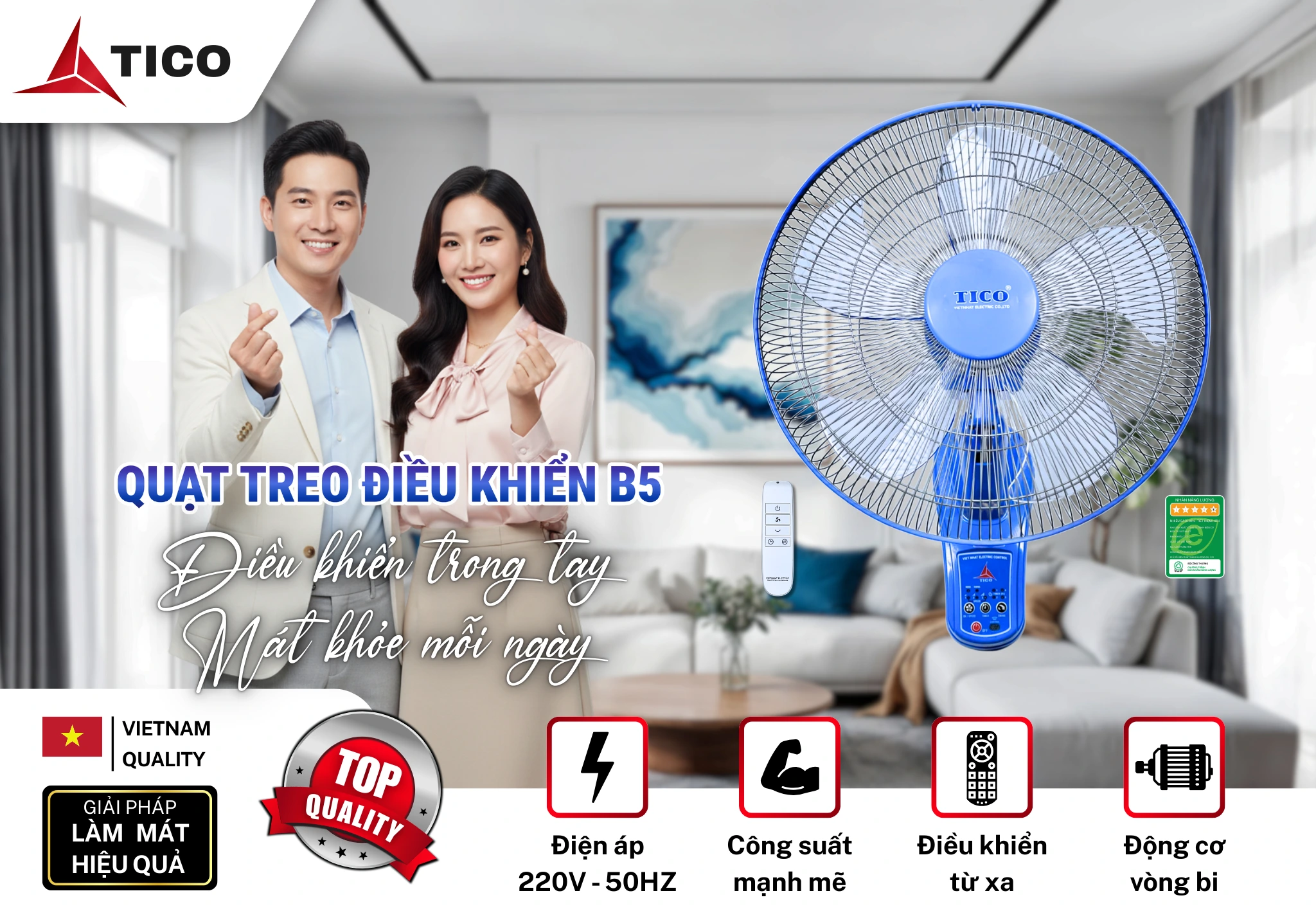 Banner quạt treo điều khiển TĐK-B5 TICO