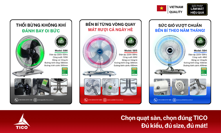 Quạt điện TICO - Chất lượng tốt, giá thành tốt, hậu mãi tốt