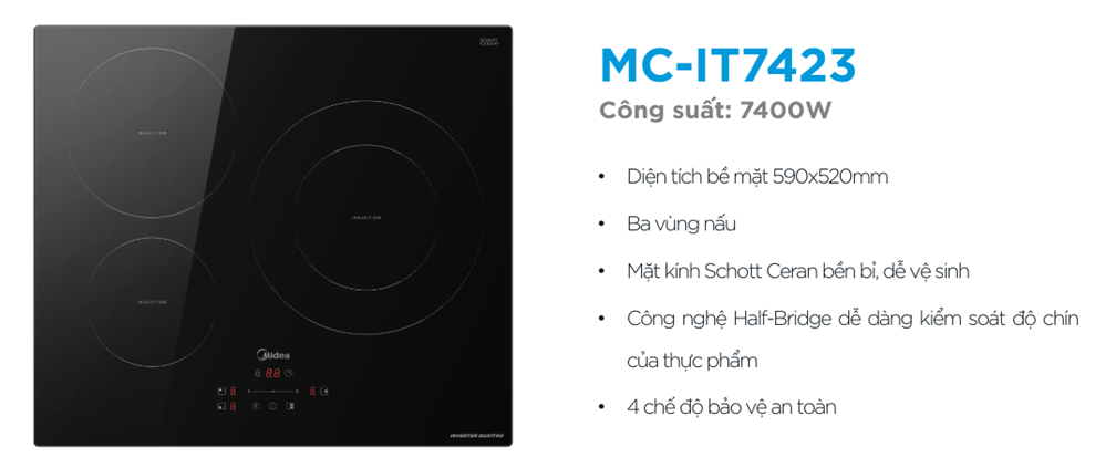 Bếp điện từ đôi Midea MC-IT7423
