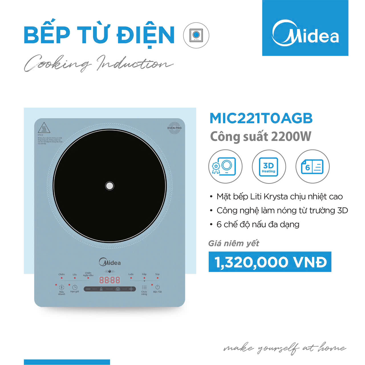 Bếp Điện Từ Midea MIC221T0AGB