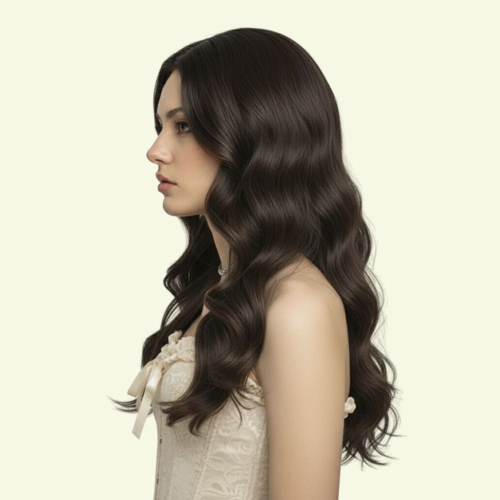 Một bộ tóc giả làm từ tóc thật 100% sẽ có độ phản chiếu ánh sáng dịu nhẹ, mềm mại và tự nhiên