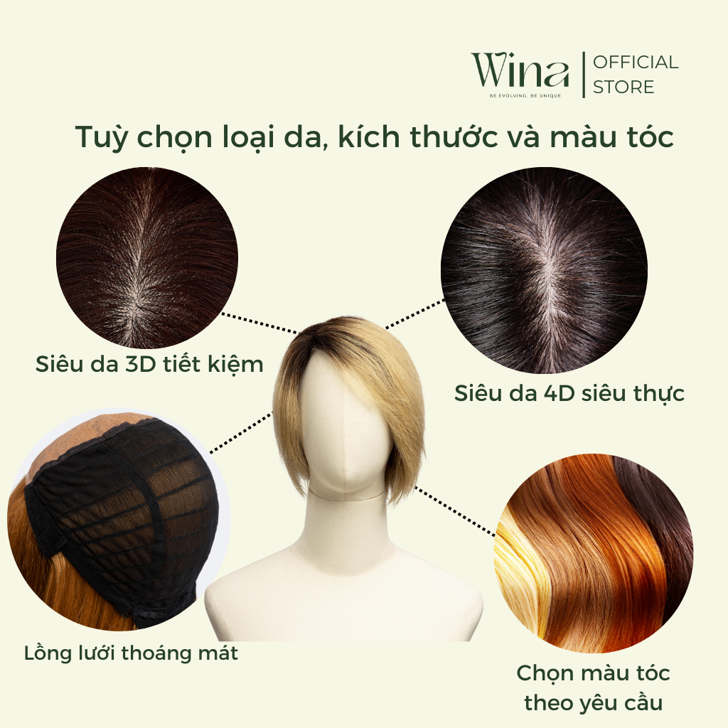 tóc giả nguyên đầu nữ đẹp siêu da