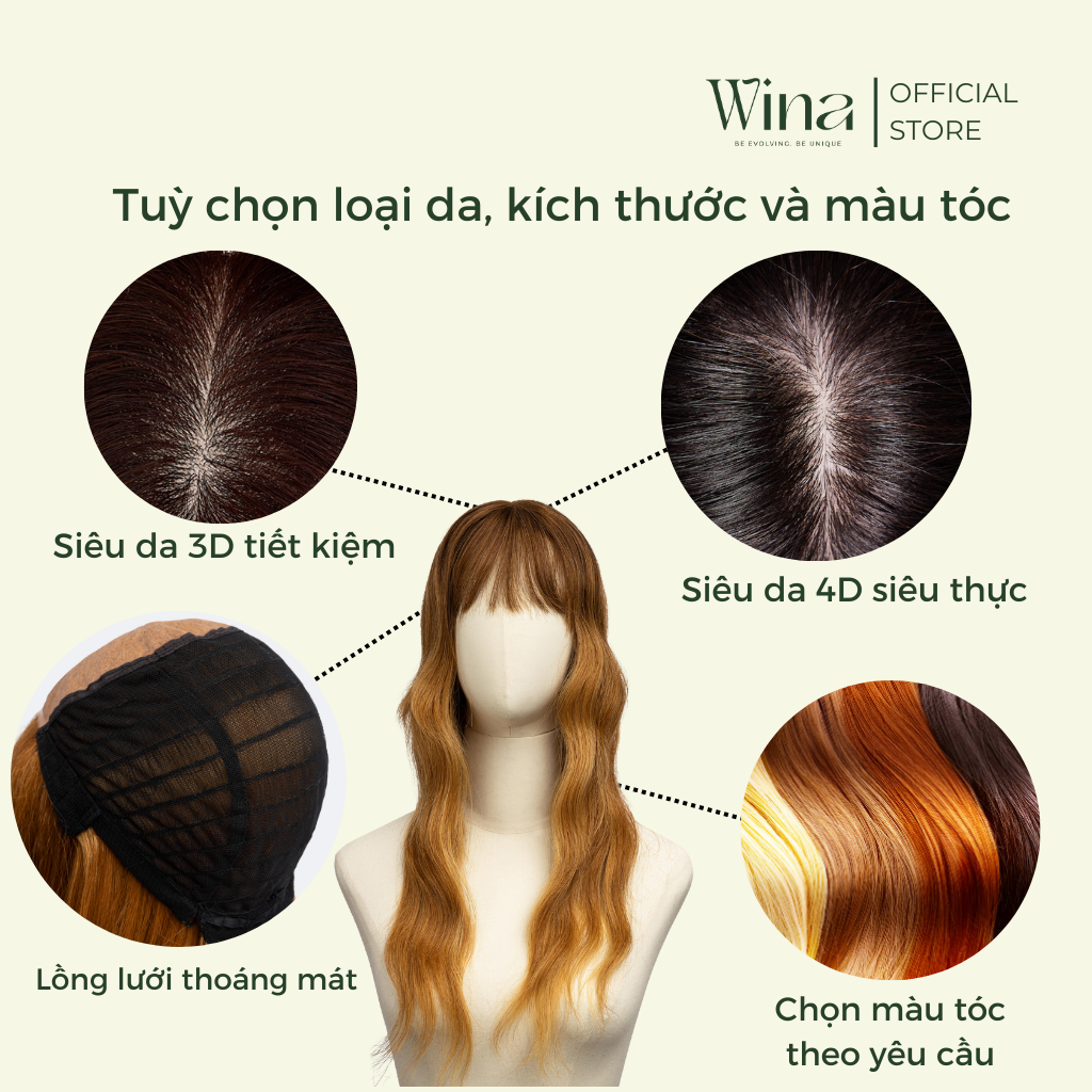 tóc giả nguyên đầu tóc thật cao cấp