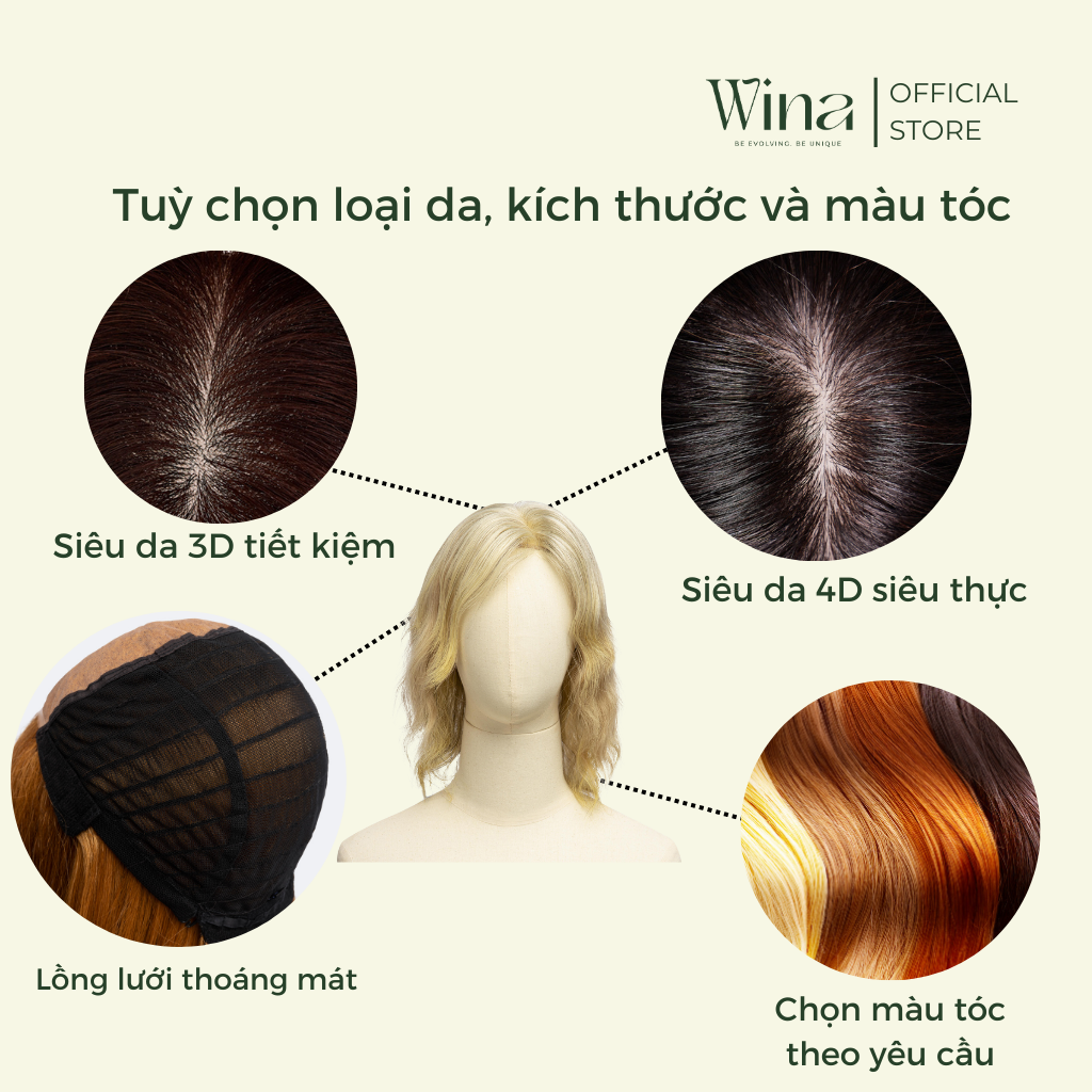 tóc giả nguyên đầu bằng tóc thật cao cấp