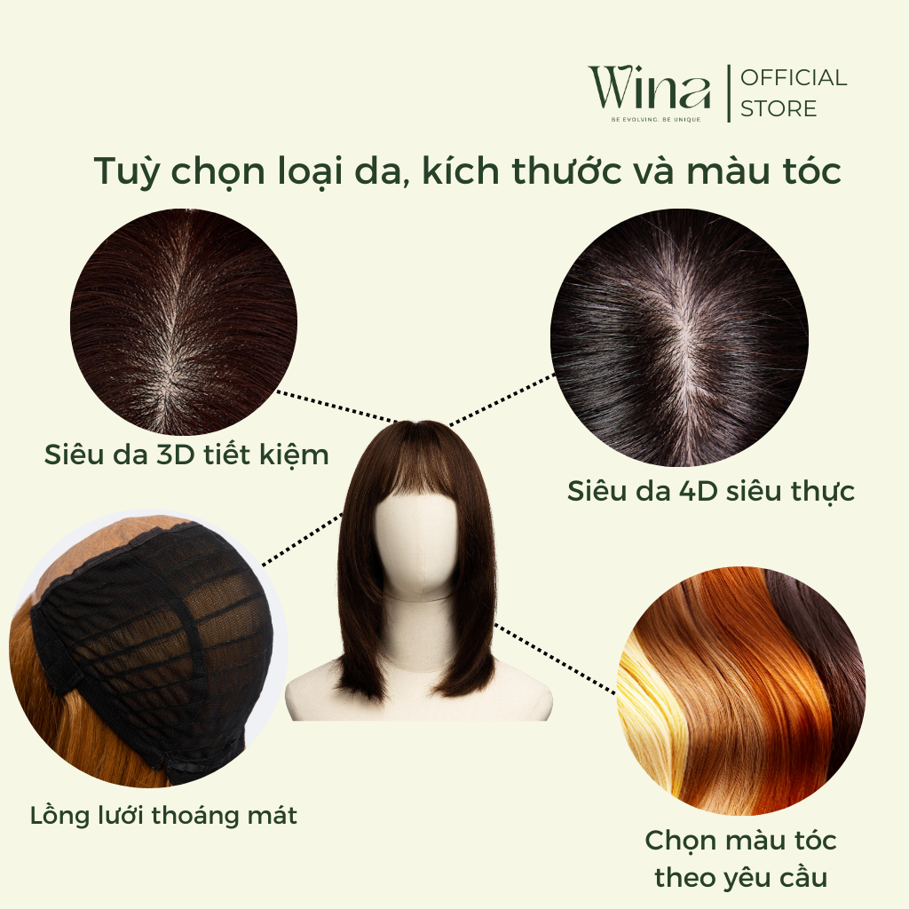 tóc giả trung niên nguyên đầu siêu da