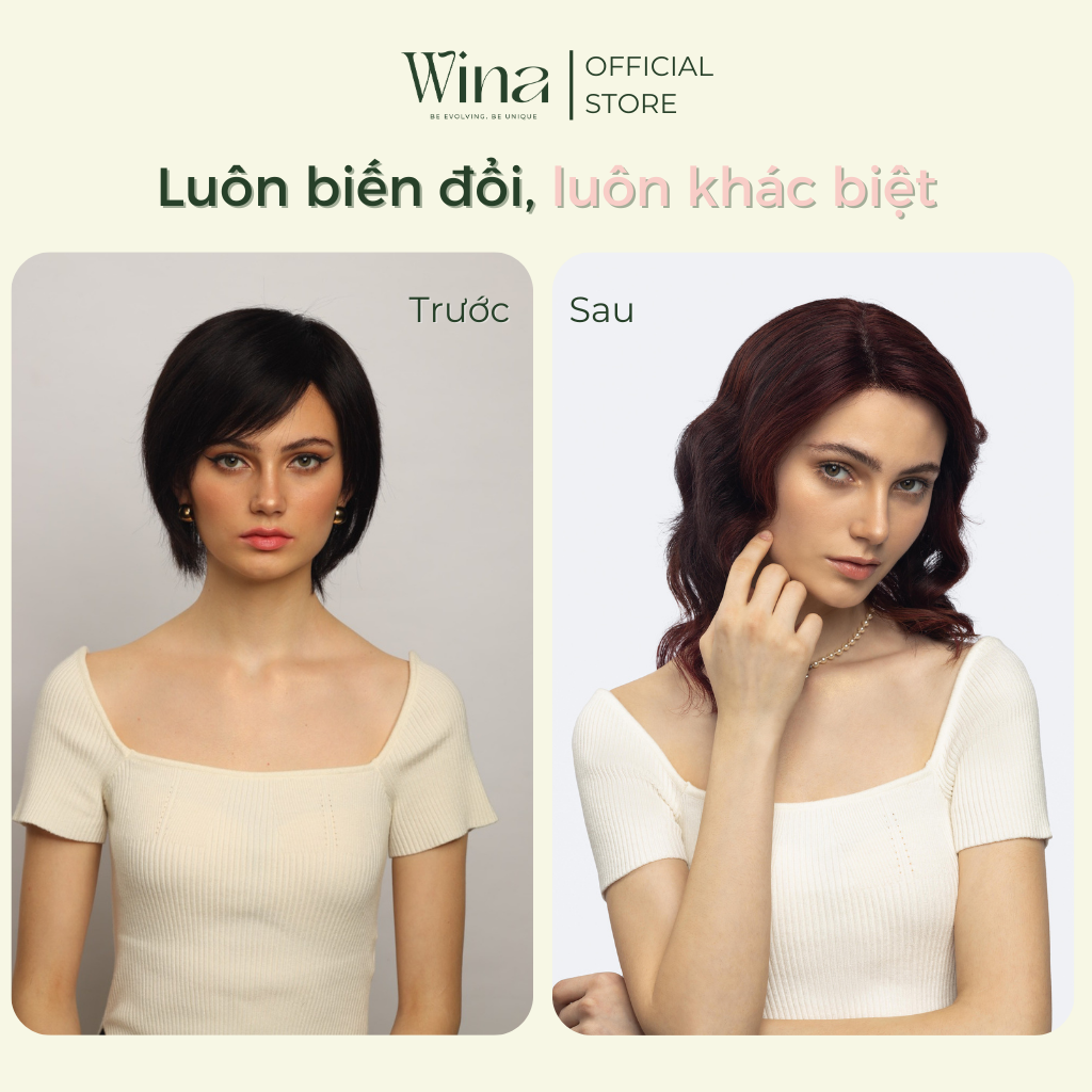 tóc giả nguyên đầu gợn sóng