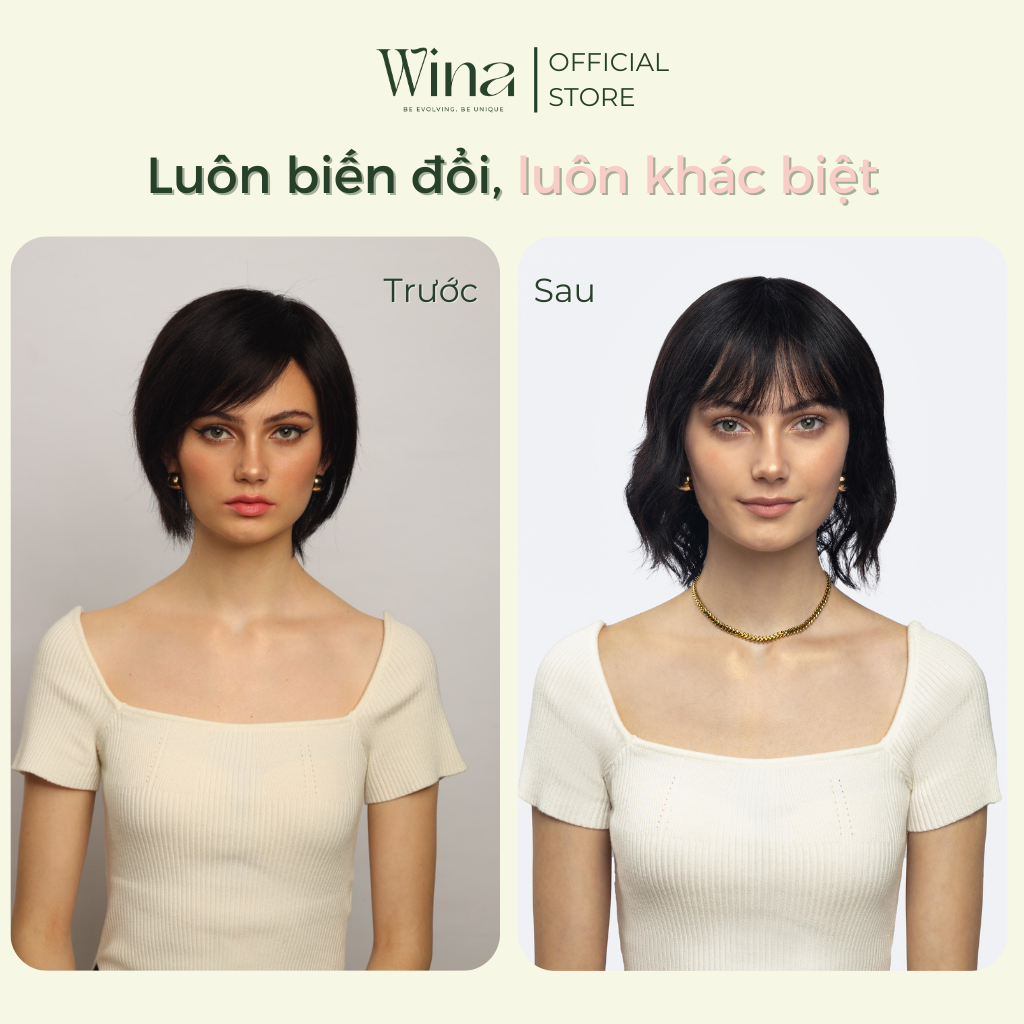 tóc giả nguyên đầu ngắn chính diện