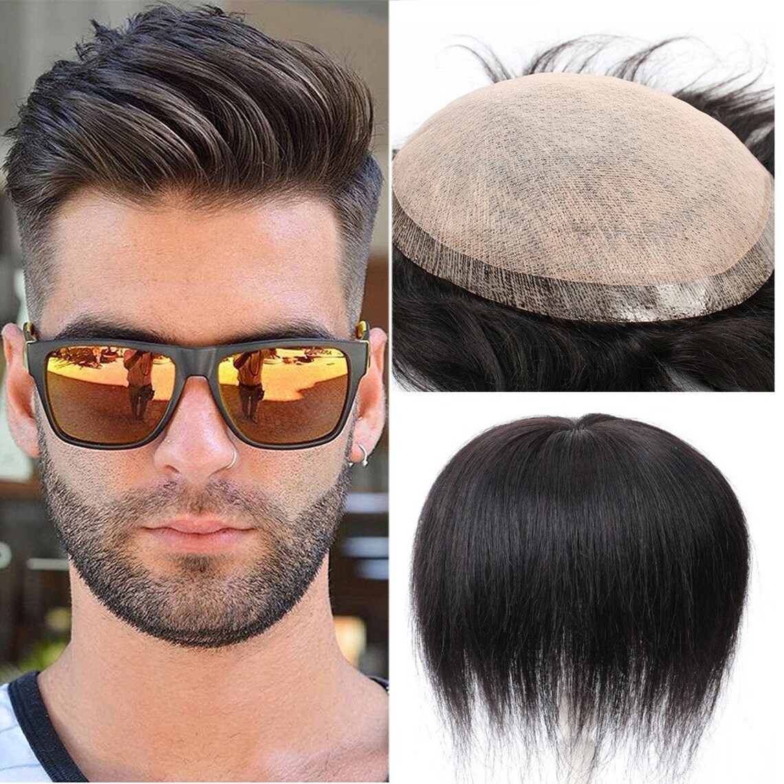 Tóc Giả Nam Kiểu Pompadour Bằng Tóc Thật