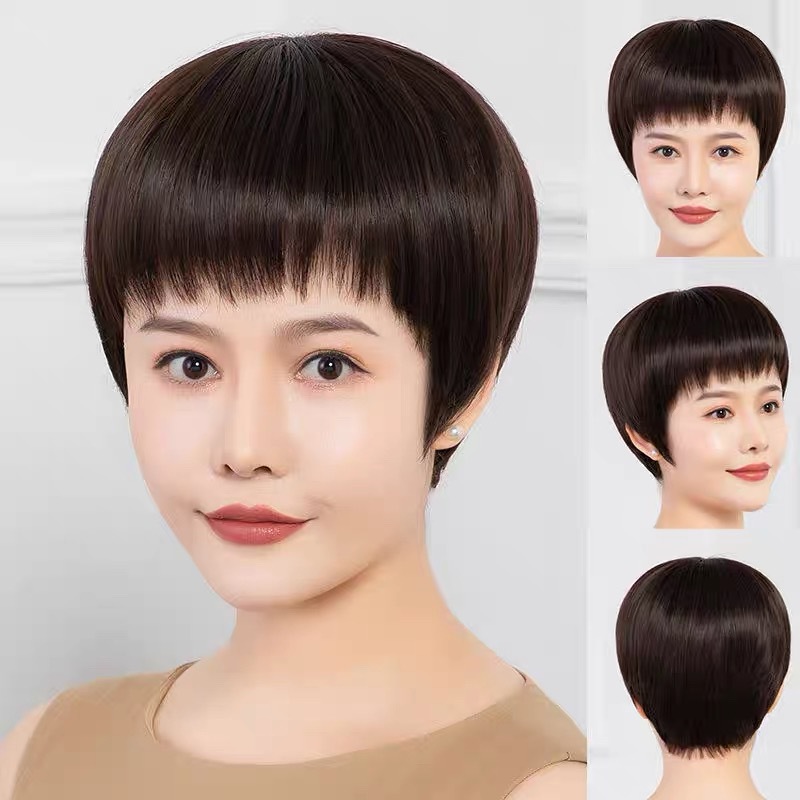 Tóc Giả Trung Niên Tém Ngắn Full Kim