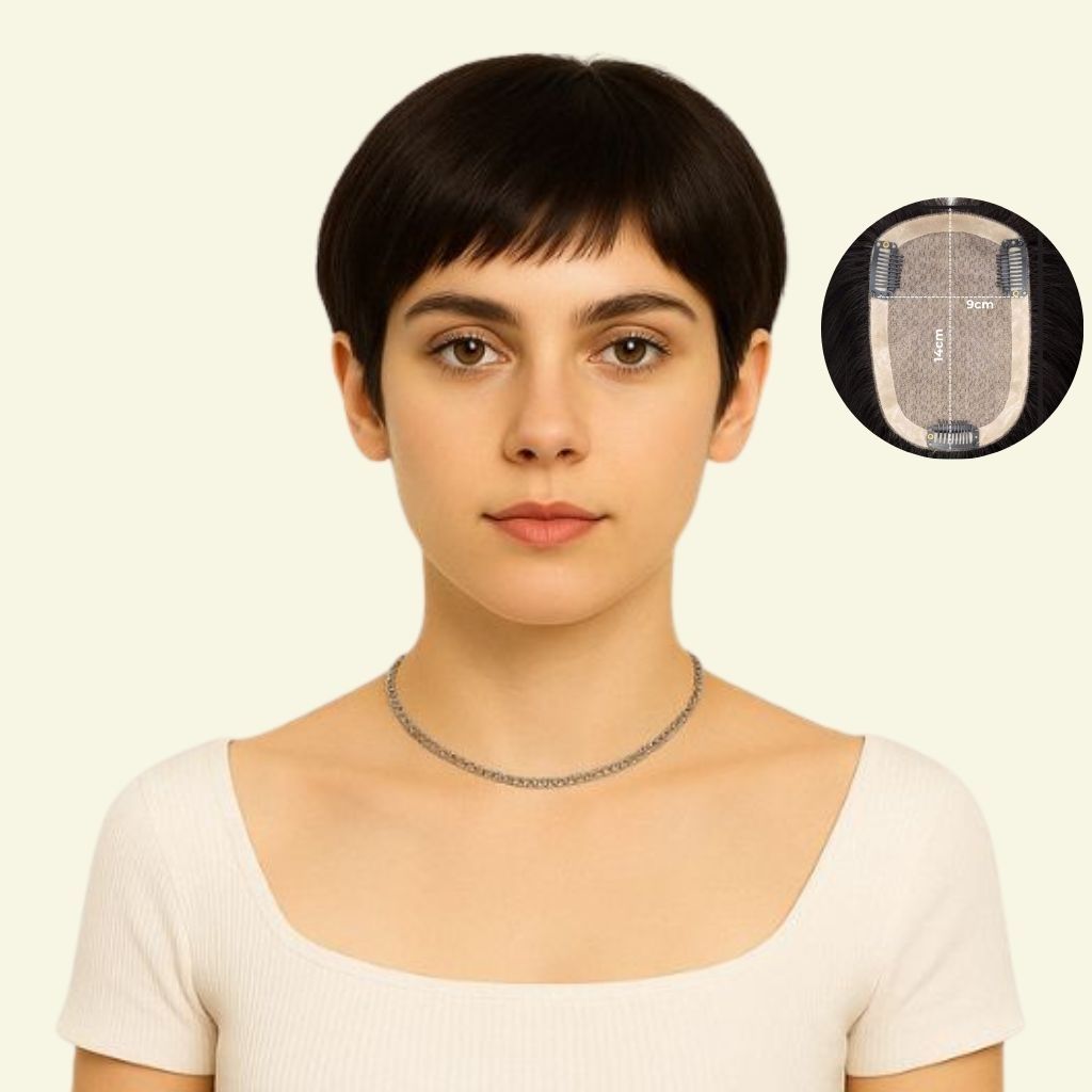 Tóc Giả Che Hói Đỉnh Đầu Nữ - Kiểu Tém Ngắn Siêu Da 3D | Wina