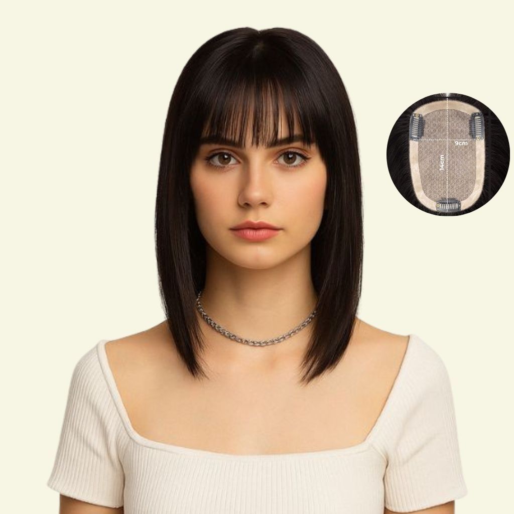 Tóc Giả Che Hói Nữ - Mái Thưa Siêu Da 3D Dài 35cm | Wina