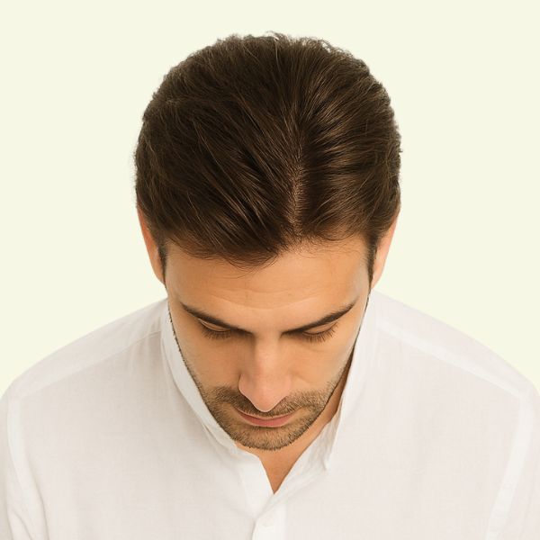 Tóc giả che hói đỉnh đầu nam hình chữ V thoáng khí nhìn từ trên đỉnh